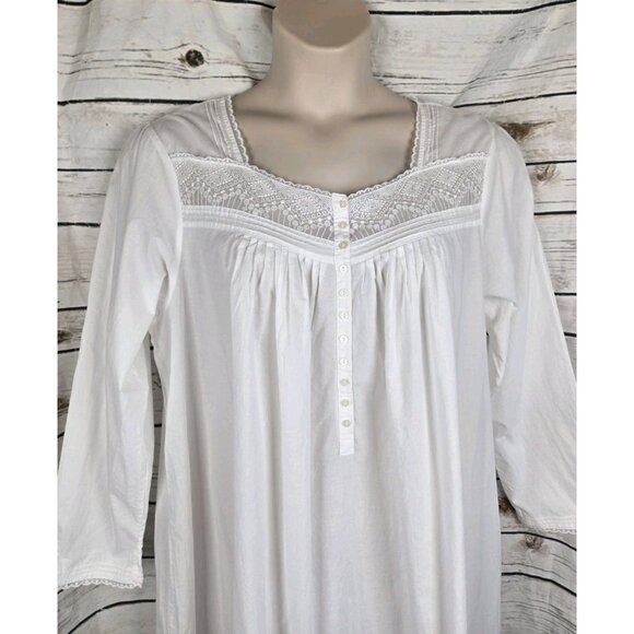 Eileen West Cotton Lawn Nightgown 3X Long Sleeve Embroidery Ruffle Cottagecore - Picture 2 of 8